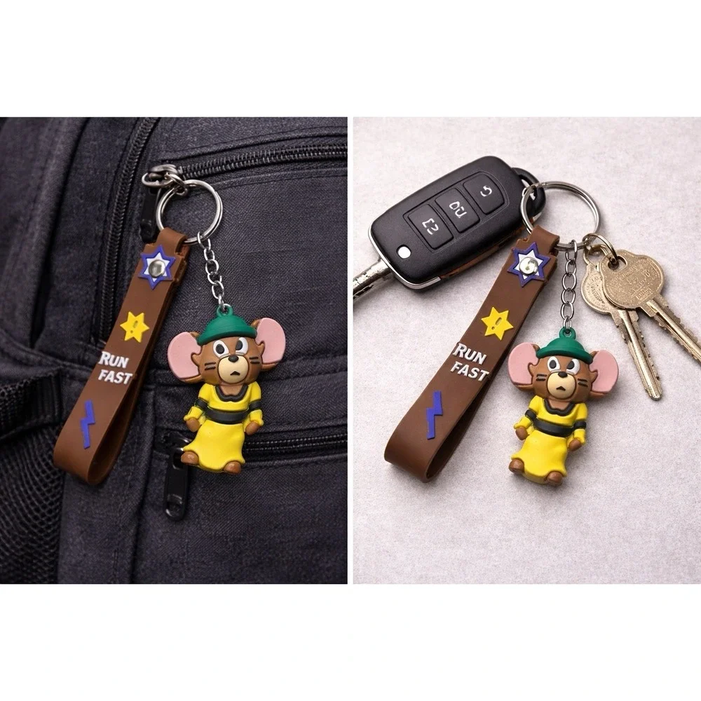 Jerry Mouse Bag Charm Keychain Tom & Jerry Cartoon Backpack Charm Cute Character